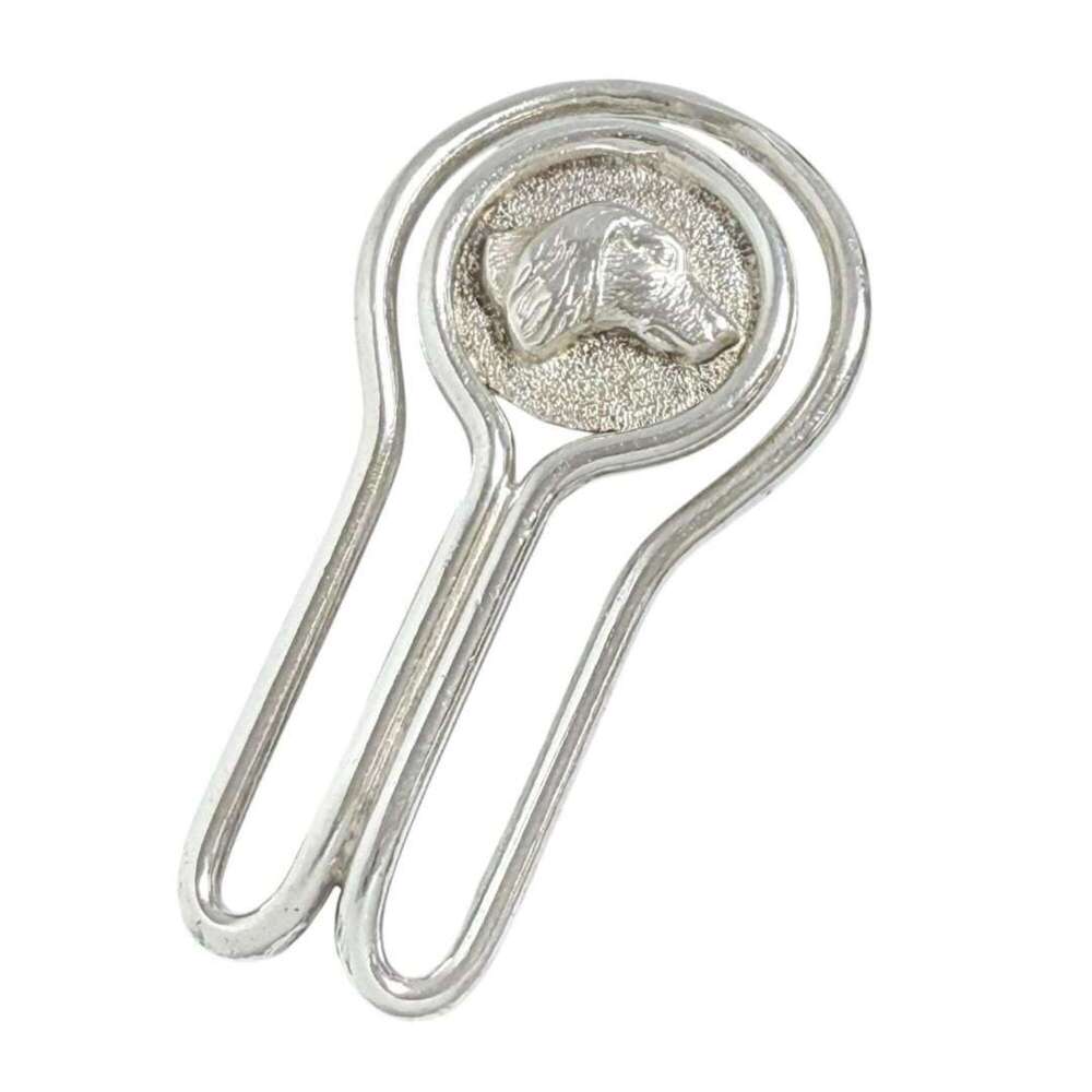 Hermes Men's and Women's Money Clip/Bill Clip/Bookmark - Dog Head Design Silver
